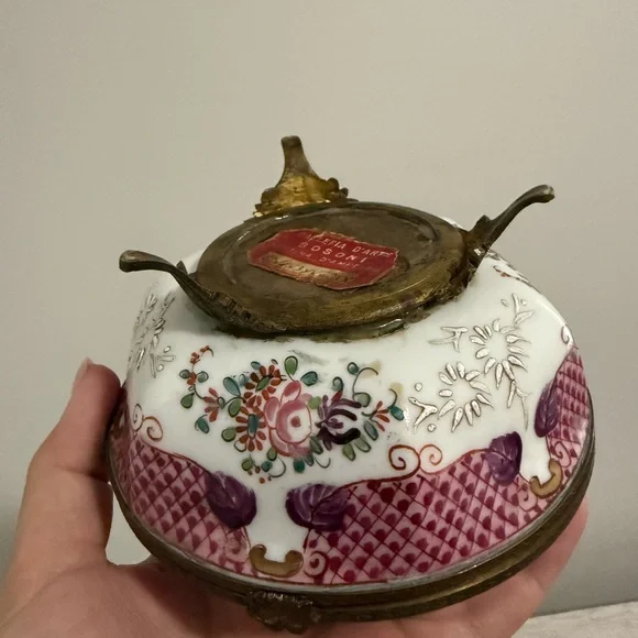 Antique Hand Painted Porcelain Trinket Box